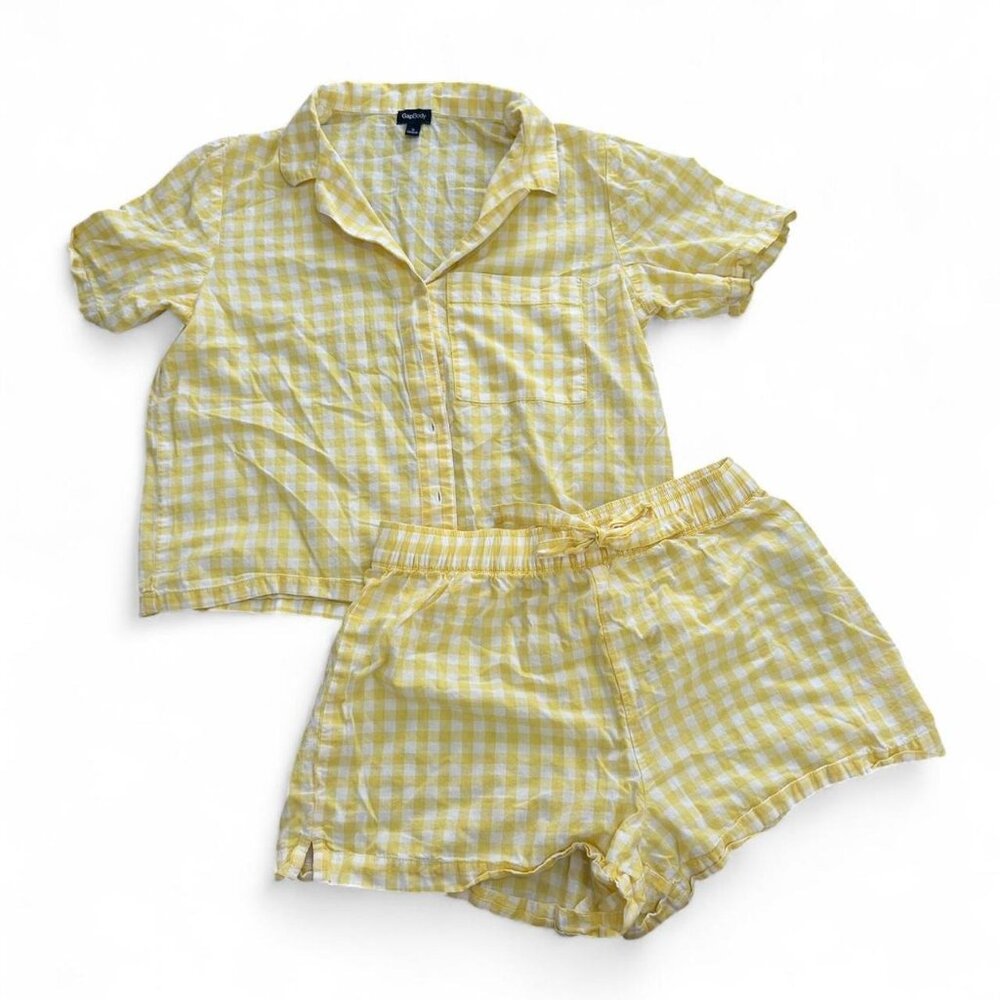 Yellow and white gingham checkered set